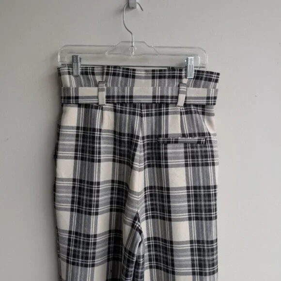 Zara plaid tie waist pants/trousers - Picture 2 of 6